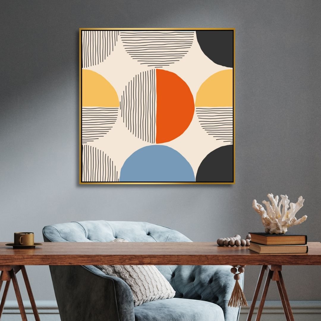 Contemporary Minimalist Abstract with Geometric Shapes and Bold Colors
