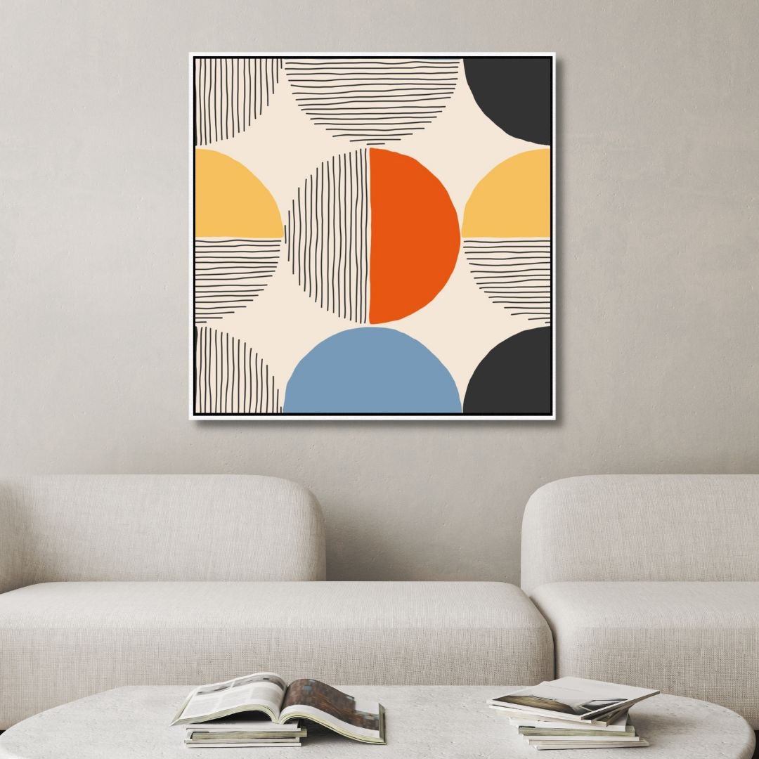 Contemporary Minimalist Abstract with Geometric Shapes and Bold Colors