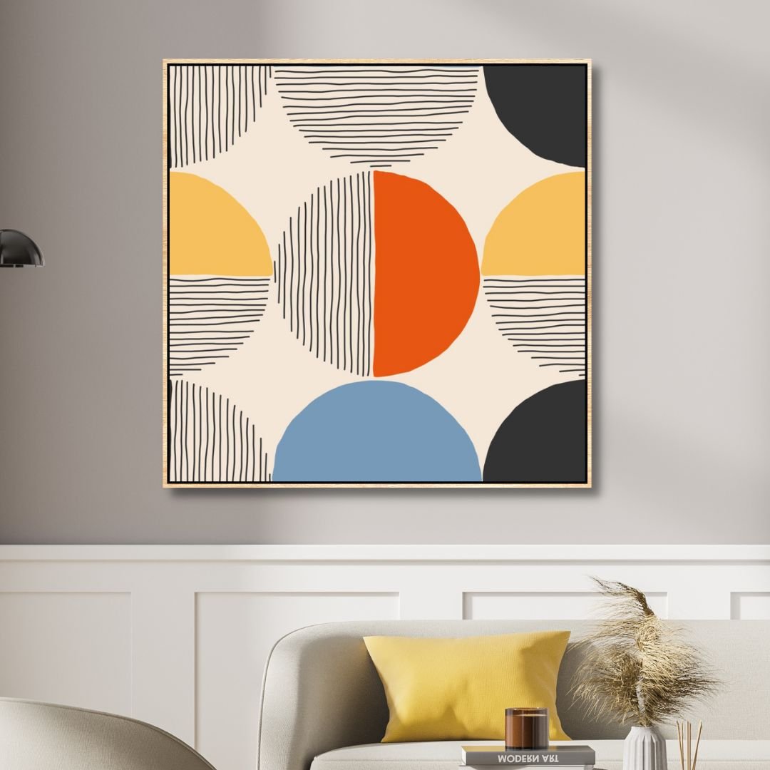 Contemporary Minimalist Abstract with Geometric Shapes and Bold Colors