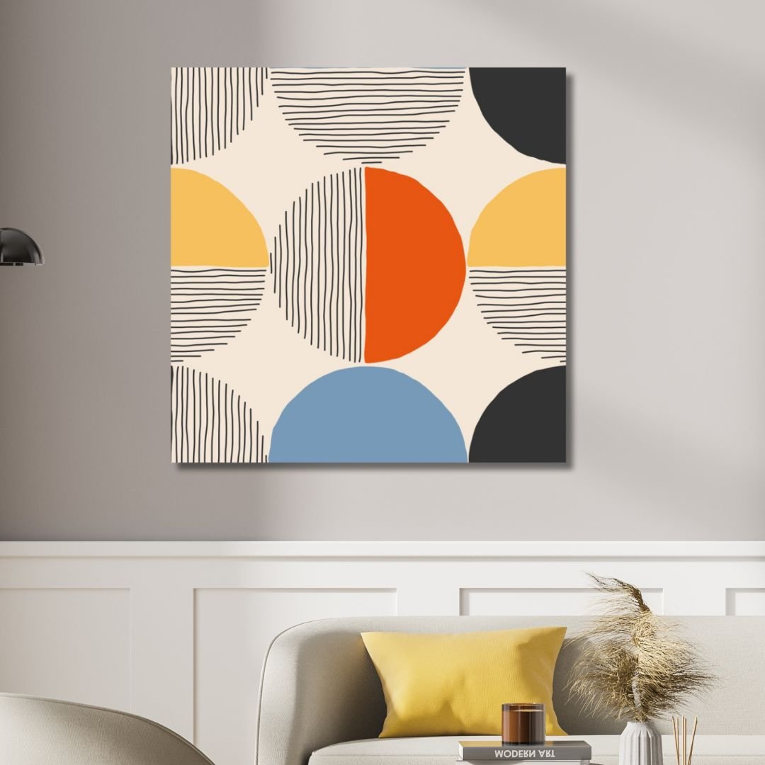Contemporary Minimalist Abstract with Geometric Shapes and Bold Colors