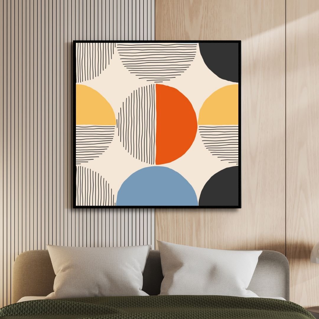 Contemporary Minimalist Abstract with Geometric Shapes and Bold Colors