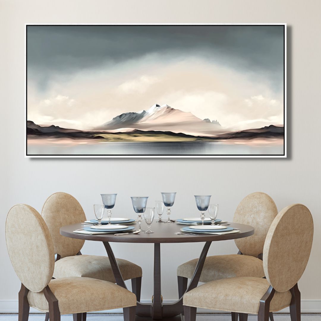 Minimalist Mountain Landscape Oil Painting for Modern Home Decor
