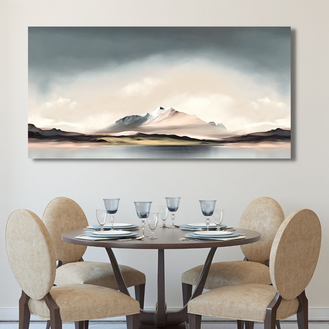 Minimalist Mountain Landscape Oil Painting for Modern Home Decor