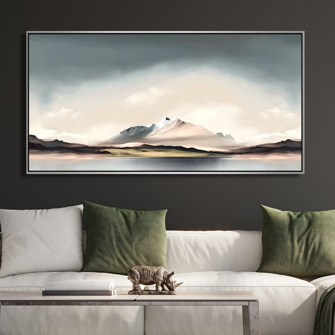 Minimalist Mountain Landscape Oil Painting for Modern Home Decor