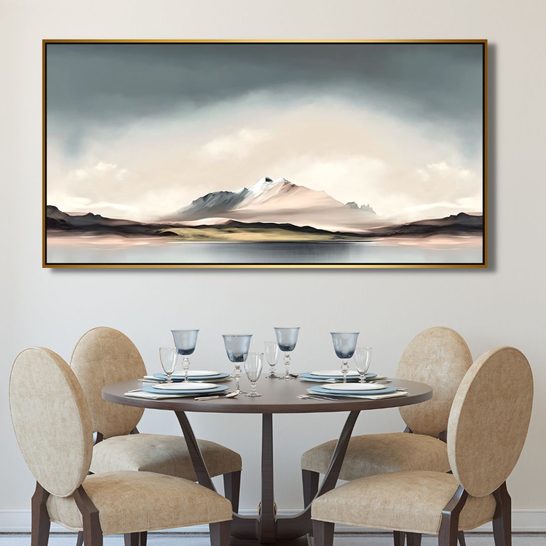 Minimalist Mountain Landscape Oil Painting for Modern Home Decor