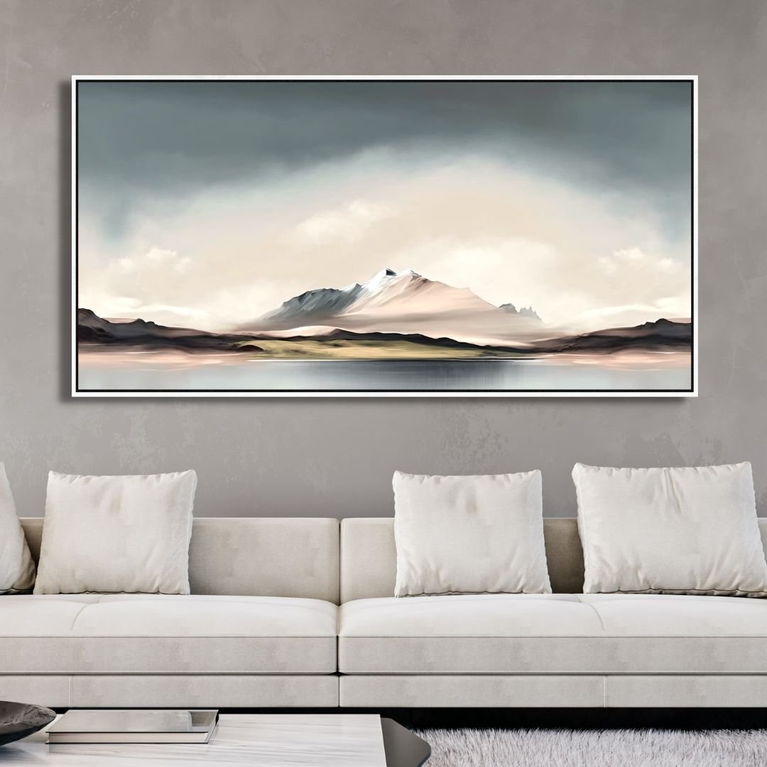Minimalist Mountain Landscape Oil Painting for Modern Home Decor