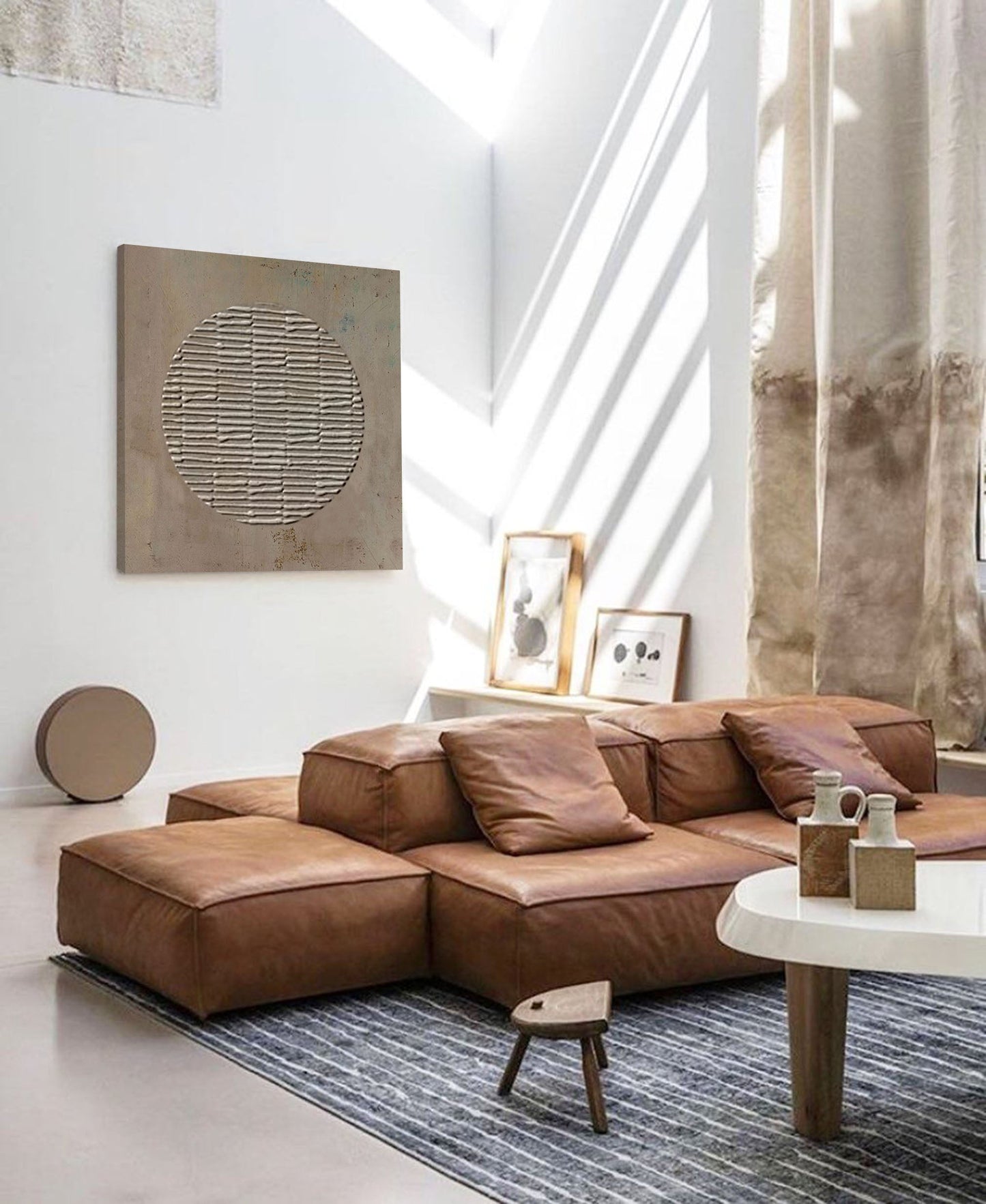 Minimalist Wabi-Sabi Oil Painting for Modern Home Decor