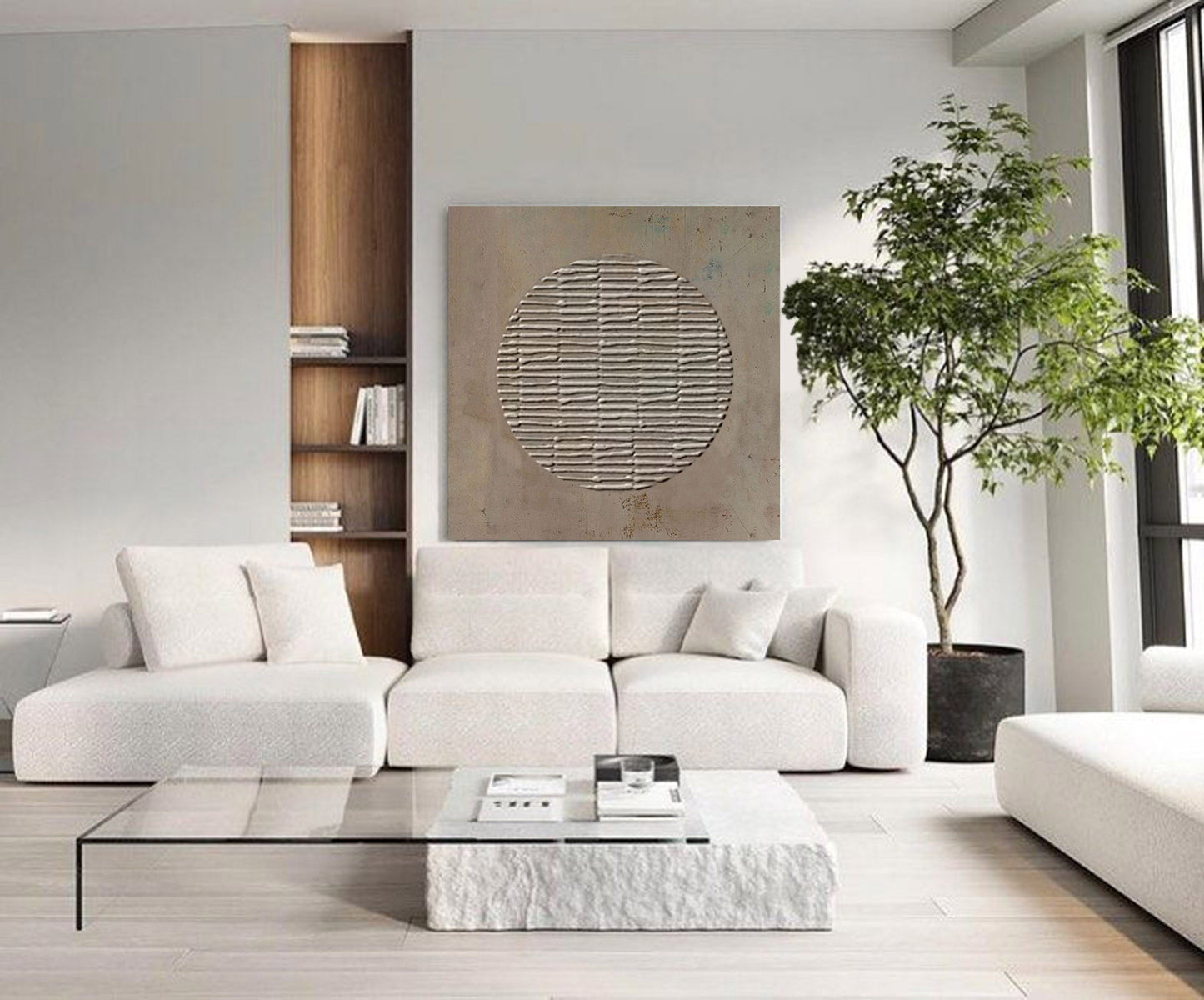 Minimalist Wabi-Sabi Oil Painting for Modern Home Decor