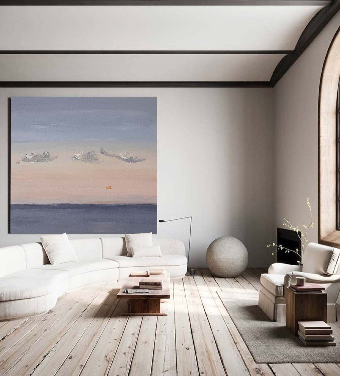 Tranquil Sunset Over Water - Serene Oil Painting Landscape for Home Decor