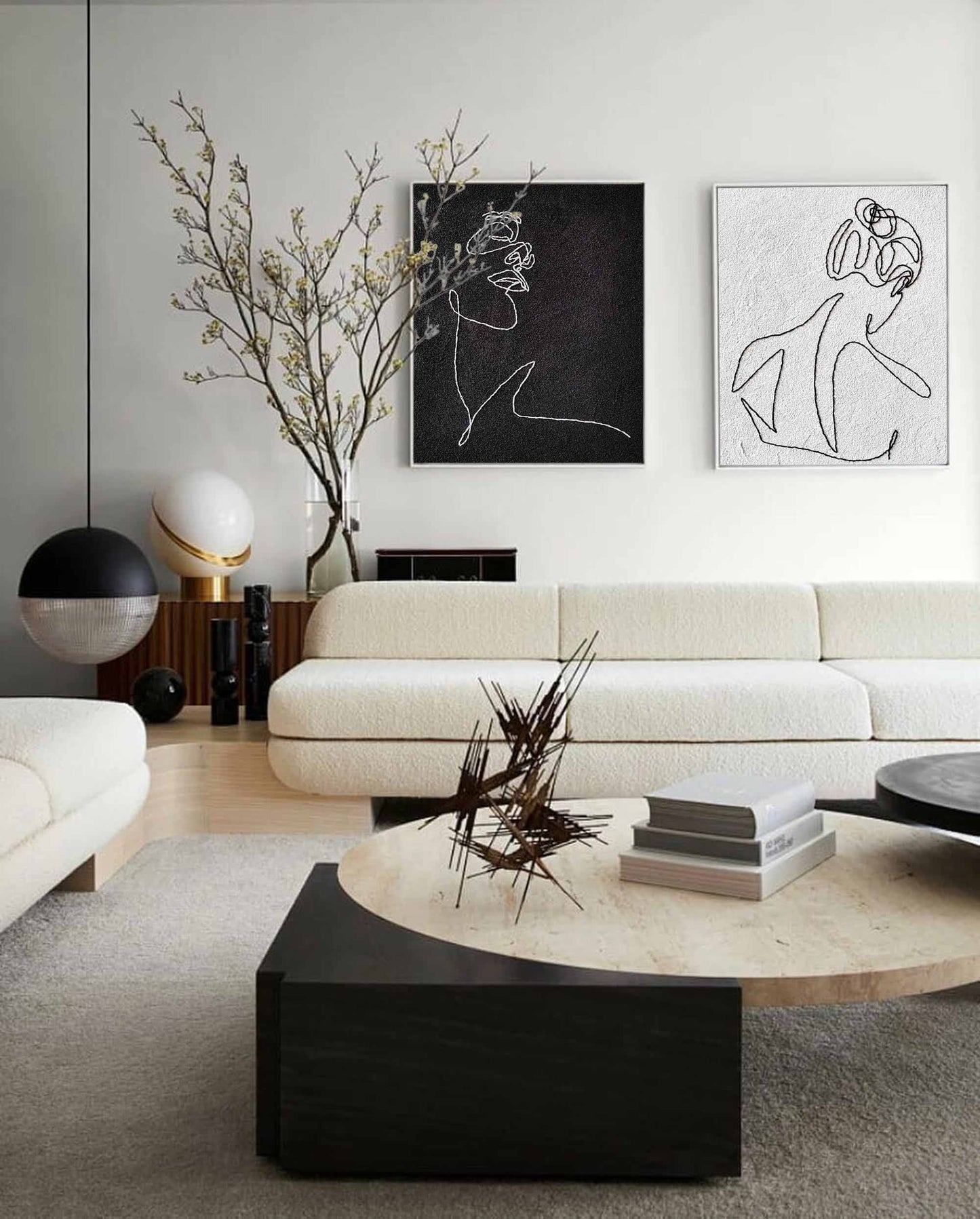 Contemporary Minimalist Line Art of Elegant Figures for Modern Home Decor