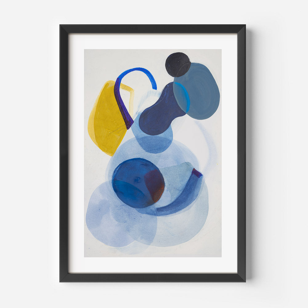 Abstract Blue and Yellow Oil Painting with Modern Artistic Expression