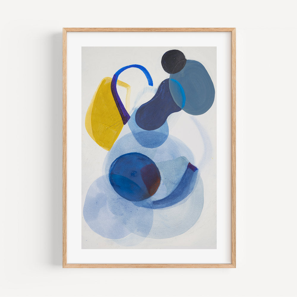 Abstract Blue and Yellow Oil Painting with Modern Artistic Expression