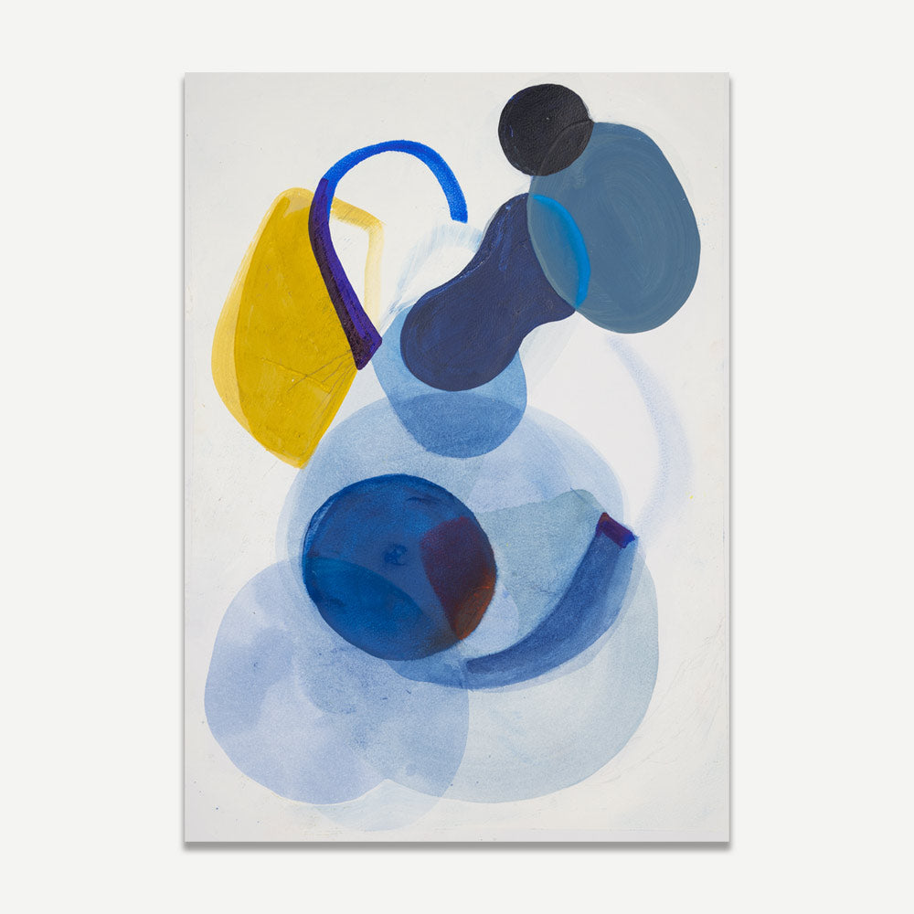 Abstract Blue and Yellow Oil Painting with Modern Artistic Expression