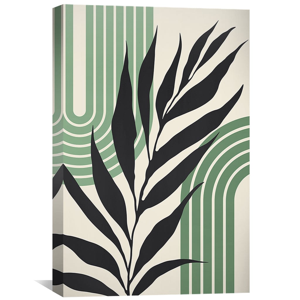 Contemporary Floral Abstract Wall Art with Leaf Design and Bold Lines