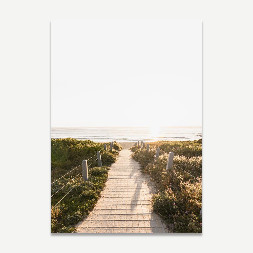 Serene Beach Pathway at Sunrise - Oil Painting for Tranquil Home Decor