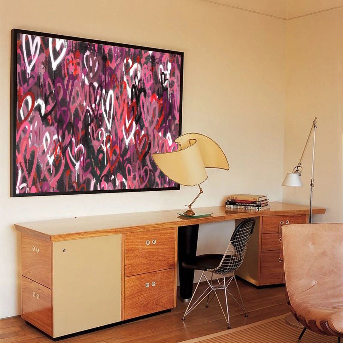 Colorful Love Hearts Abstract Oil Painting for Home Decor and Gift Ideas