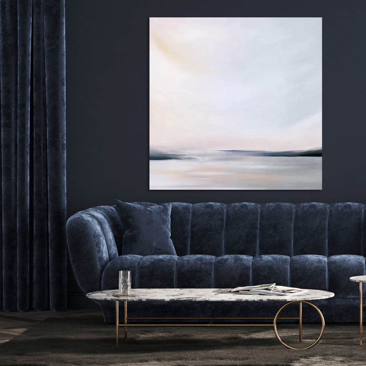 Serene Coastal Landscape Oil Painting for Tranquil Home Decor