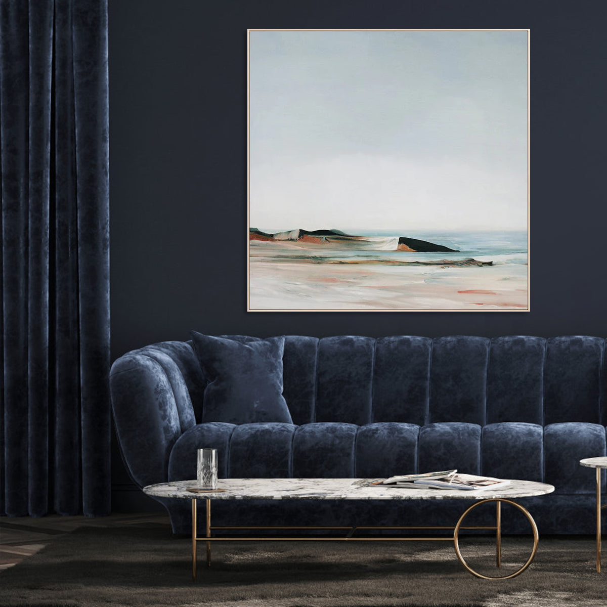 Serene Coastal Landscape Oil Painting for Tranquil Home Decor