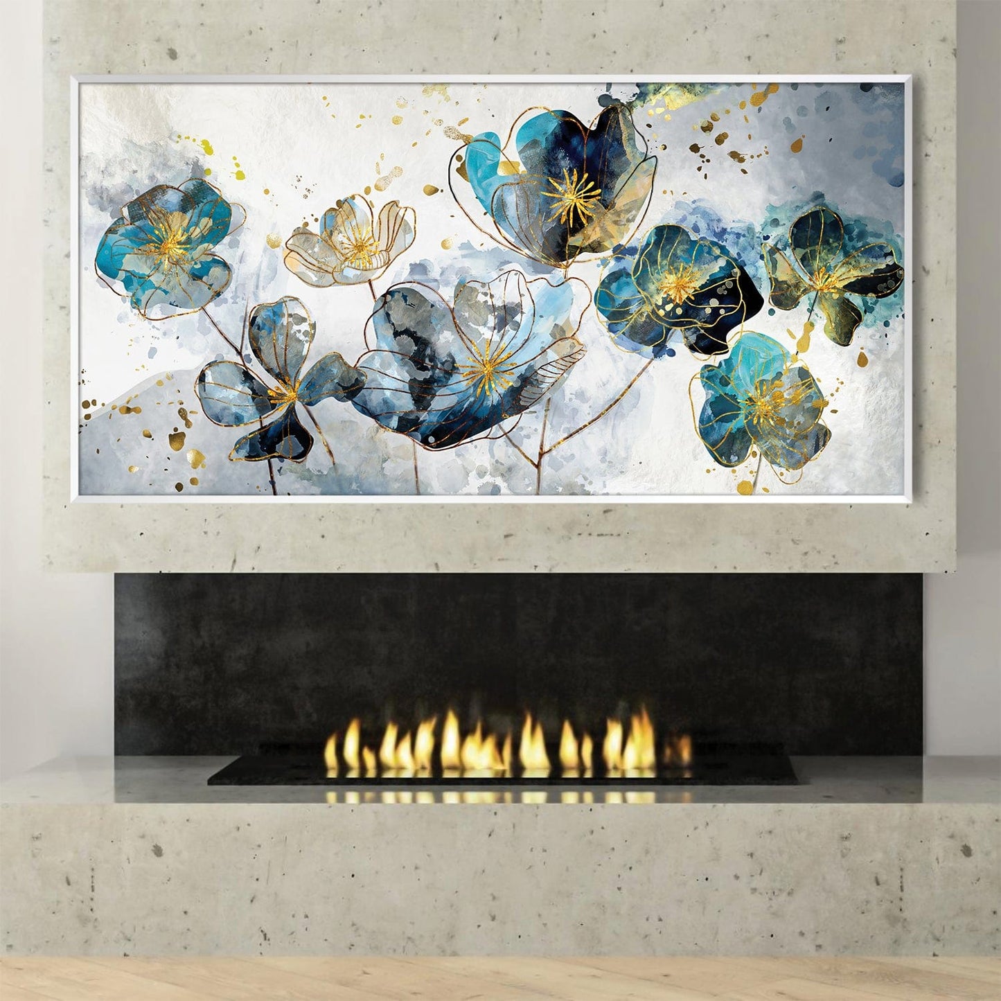 Elegant Blue Floral Oil Painting for Contemporary Home Decor