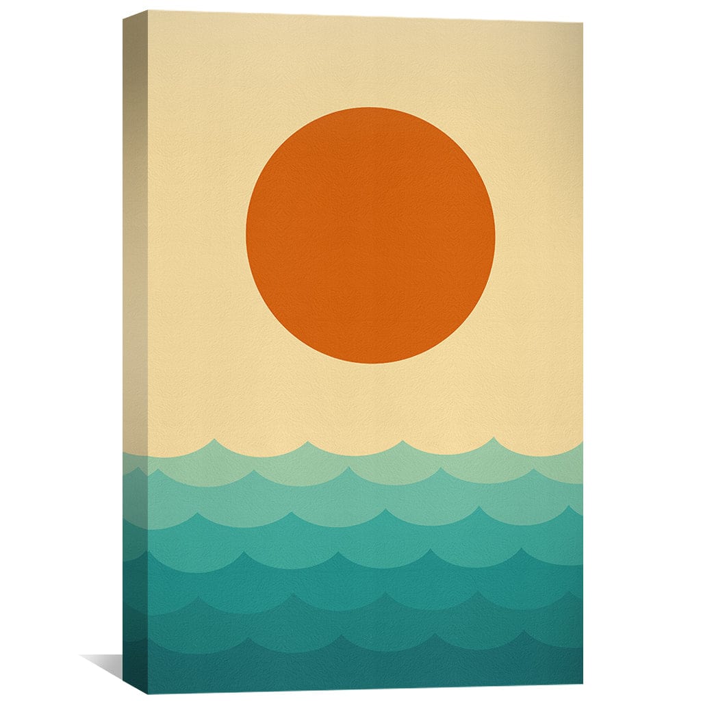 Sunset Over Serene Waves - Abstract Oil Painting for Tranquil Home Decor
