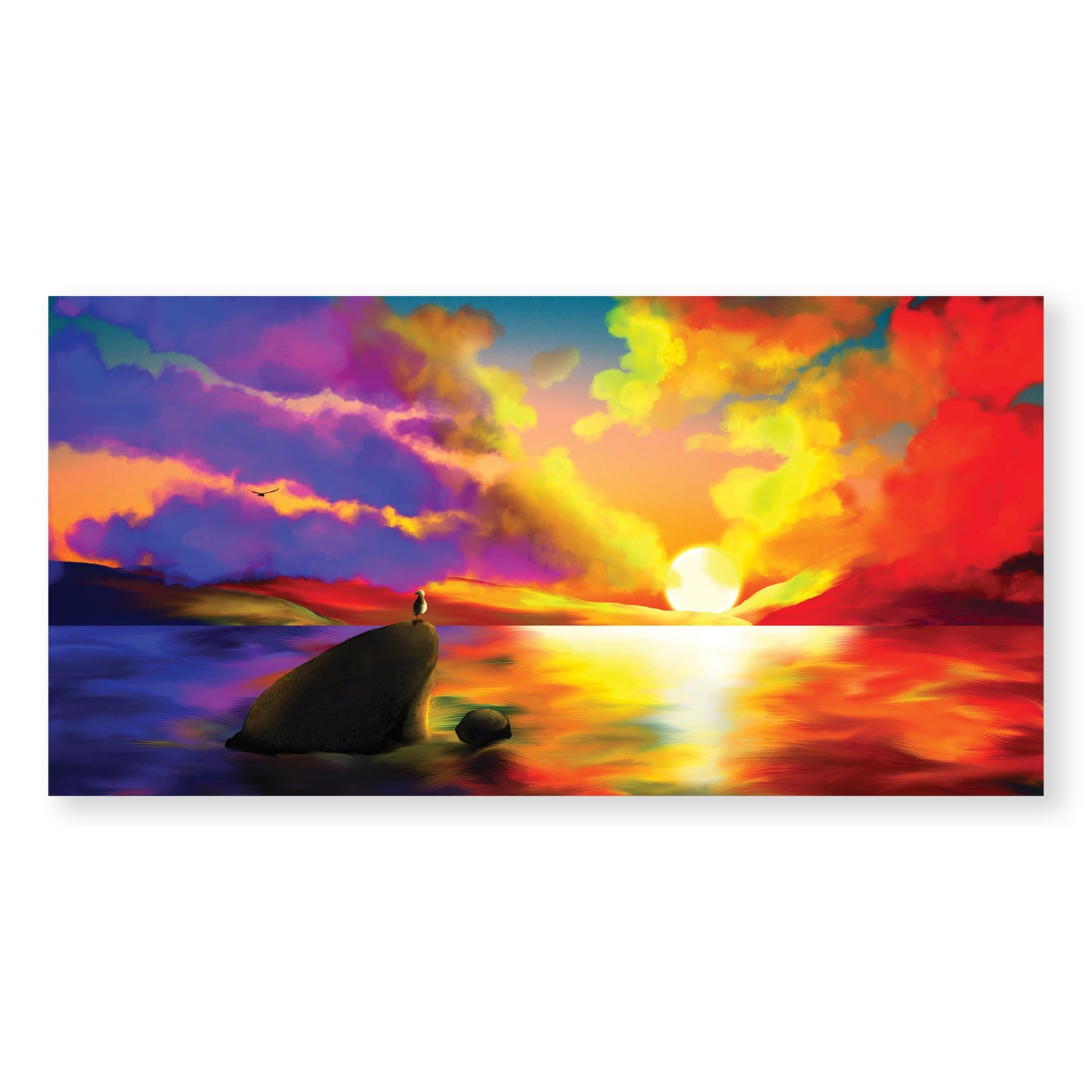 Vibrant Sunset Over Calm Waters - Inspiring Oil Painting for Home Decor