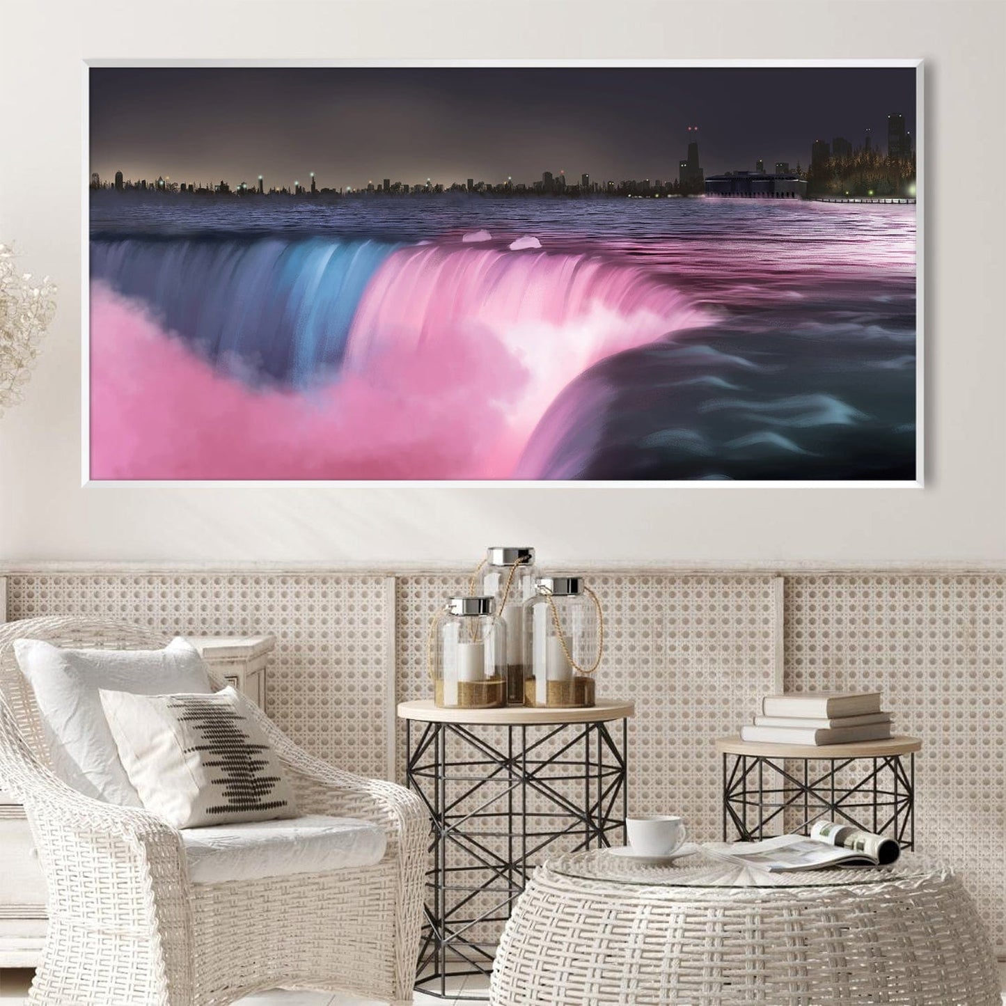Stunning Niagara Falls Oil Painting - Serene Watercolor Canvas for Home Decor