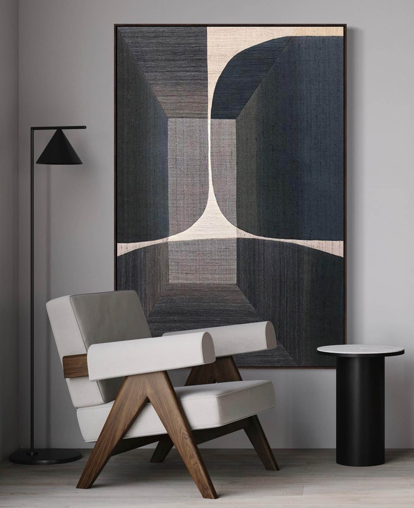 Contemporary Geometric Abstract Oil Painting for Modern Home Decor
