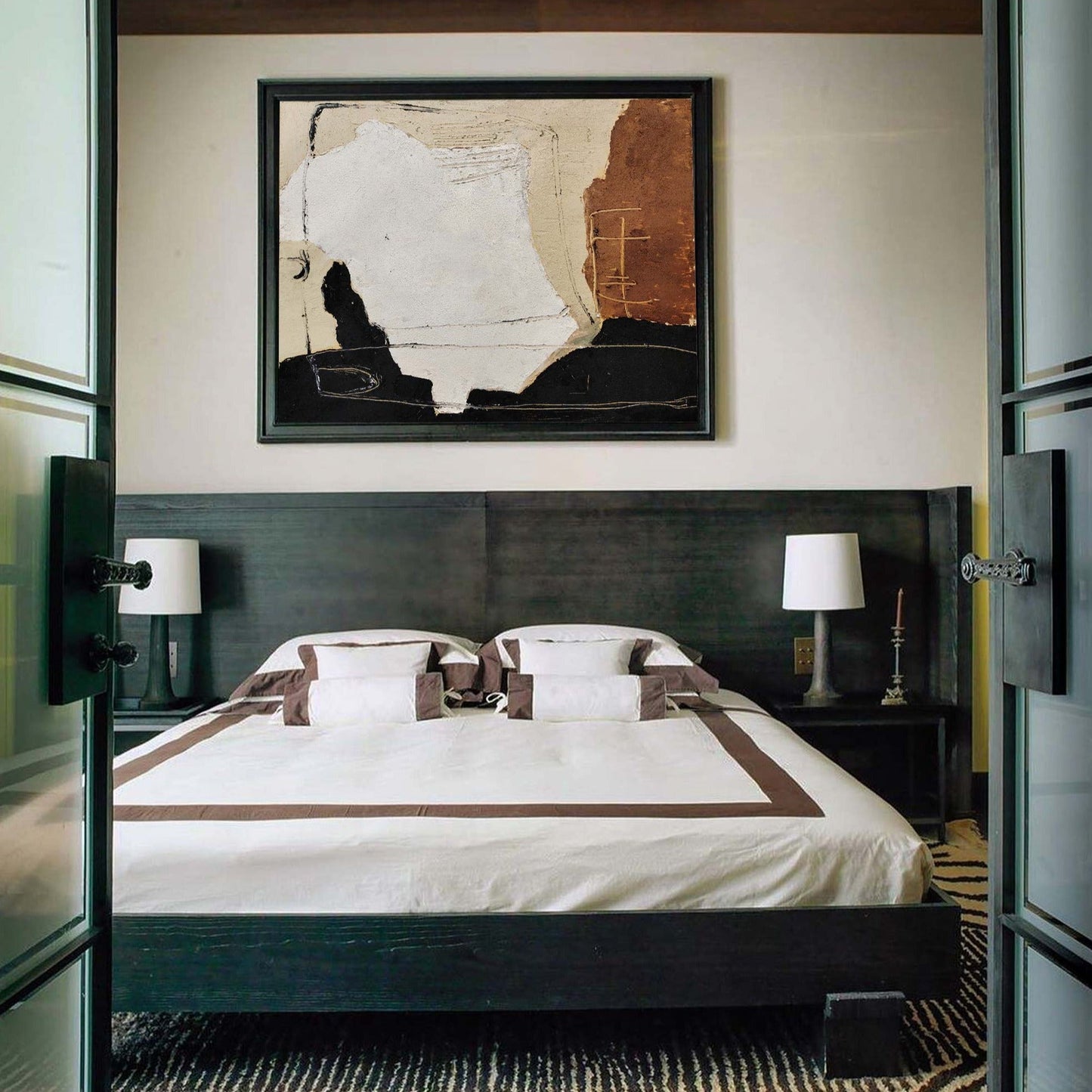 Contemporary Black and Brown Abstract Oil Painting for Modern Art Enthusiasts