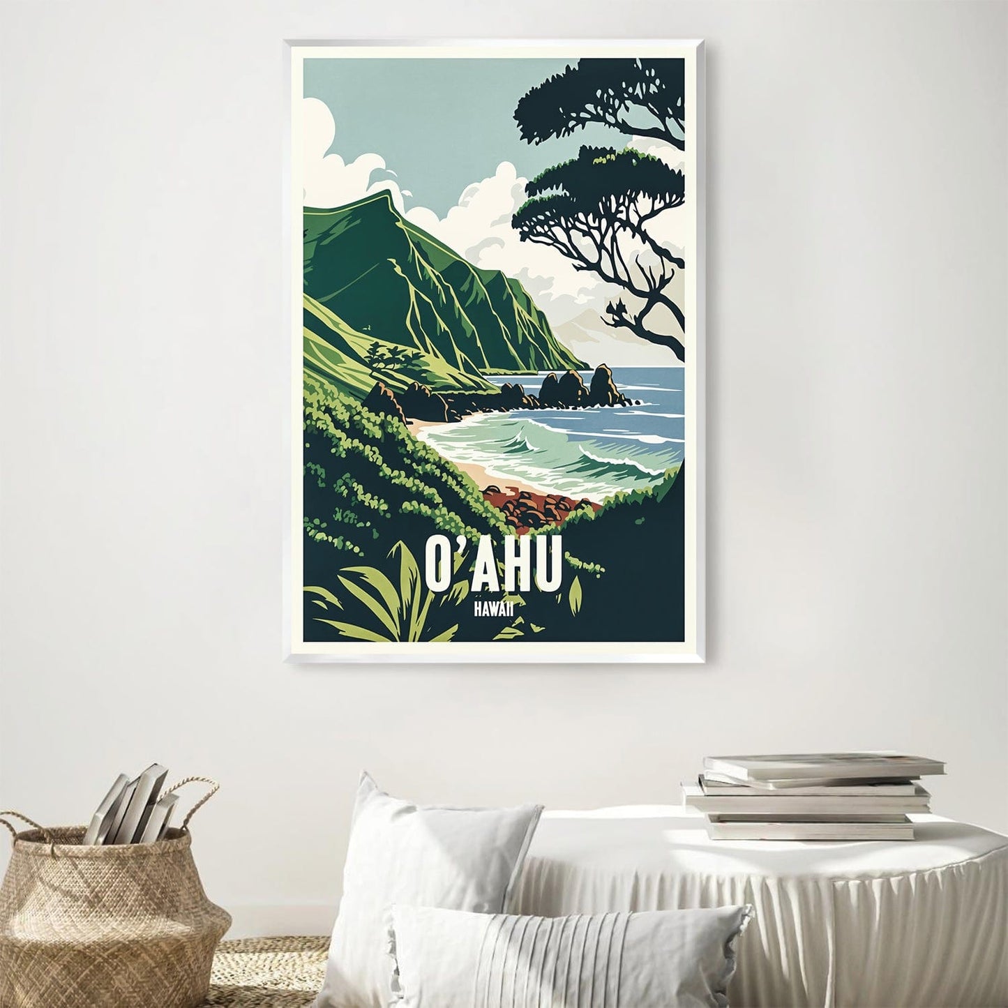 O'ahu Hawaii Coastal Landscape Oil Painting - Tropical Island Art Decor