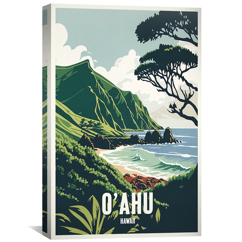 O'ahu Hawaii Coastal Landscape Oil Painting - Tropical Island Art Decor