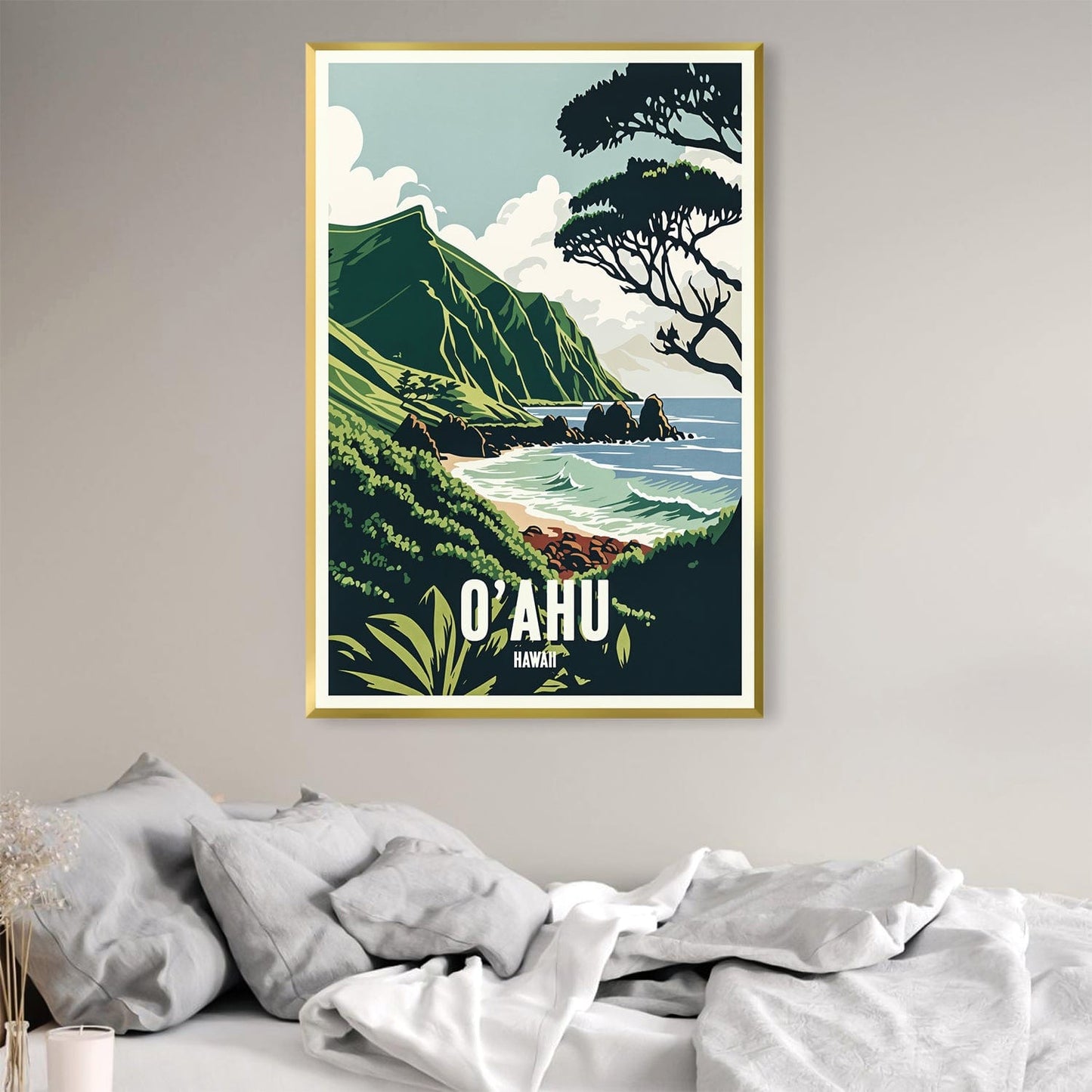 O'ahu Hawaii Coastal Landscape Oil Painting - Tropical Island Art Decor