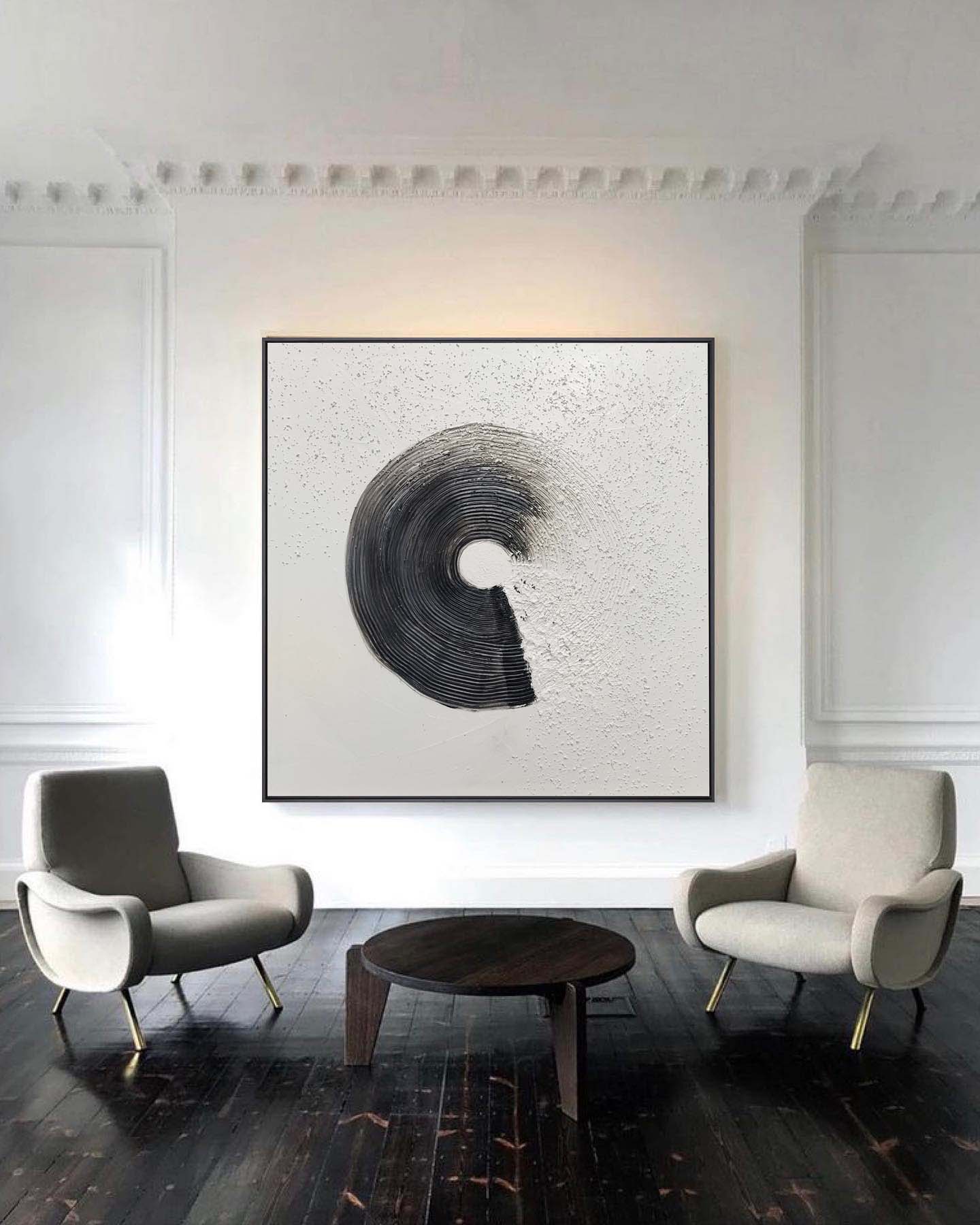 Contemporary Monochrome Abstract Oil Painting for Modern Home Decor