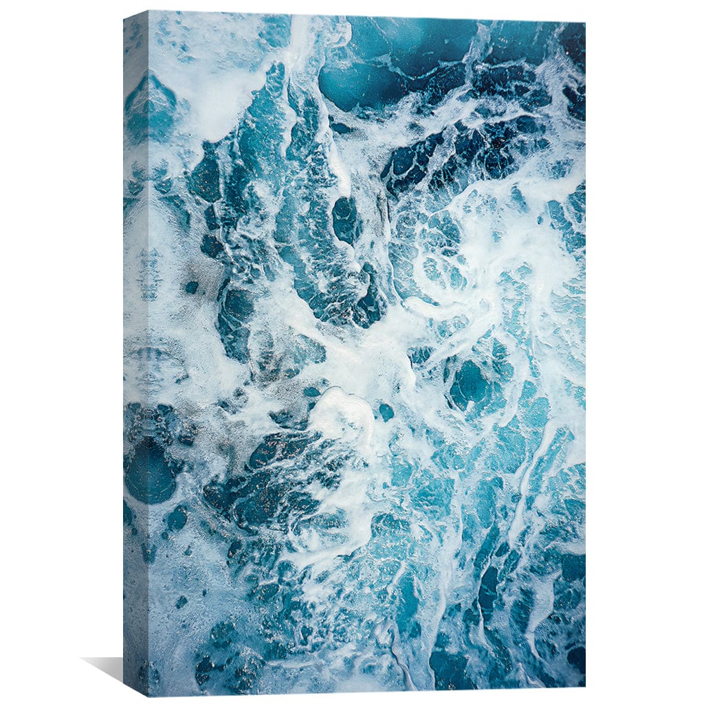 Dynamic Ocean Waves Oil Painting - Vibrant Blue Abstract Wall Art