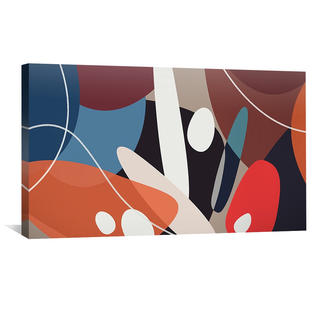 Modern Abstract Oil Painting with Vibrant Colors and Geometric Shapes