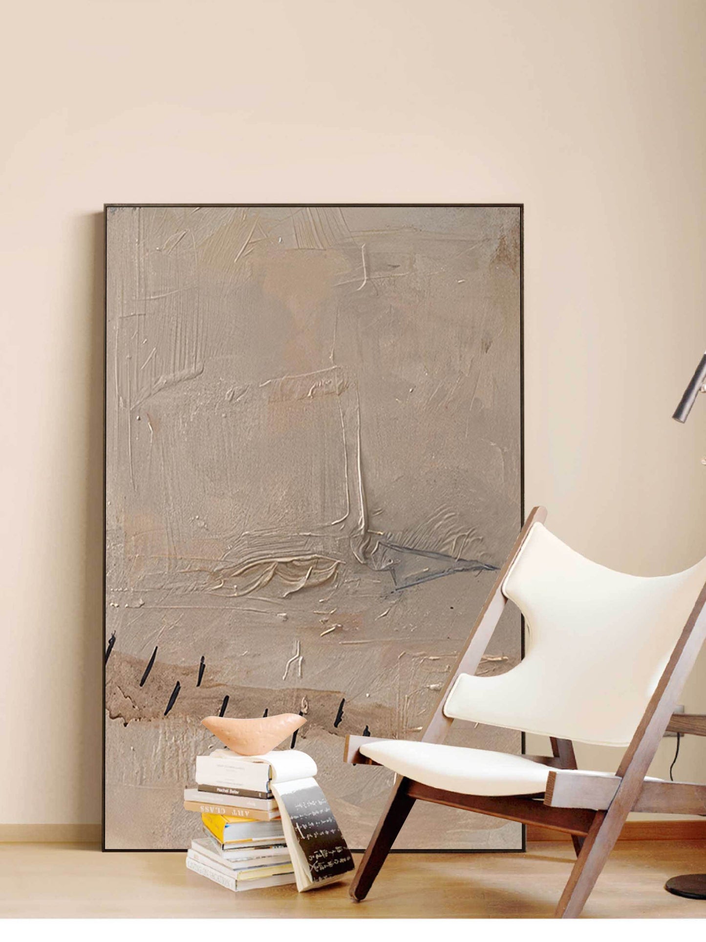 Serene Minimalist Abstract Oil Painting for Elegant Home Decor