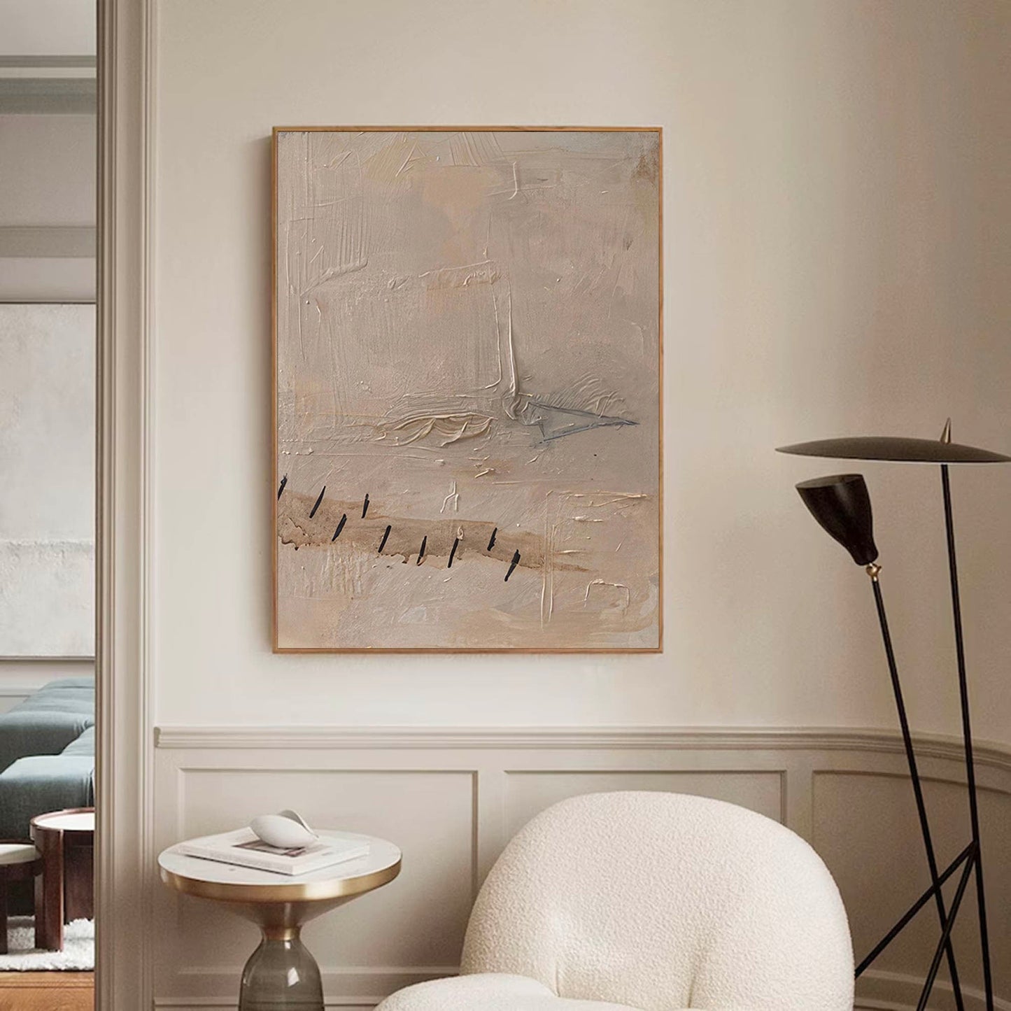 Serene Minimalist Abstract Oil Painting for Elegant Home Decor