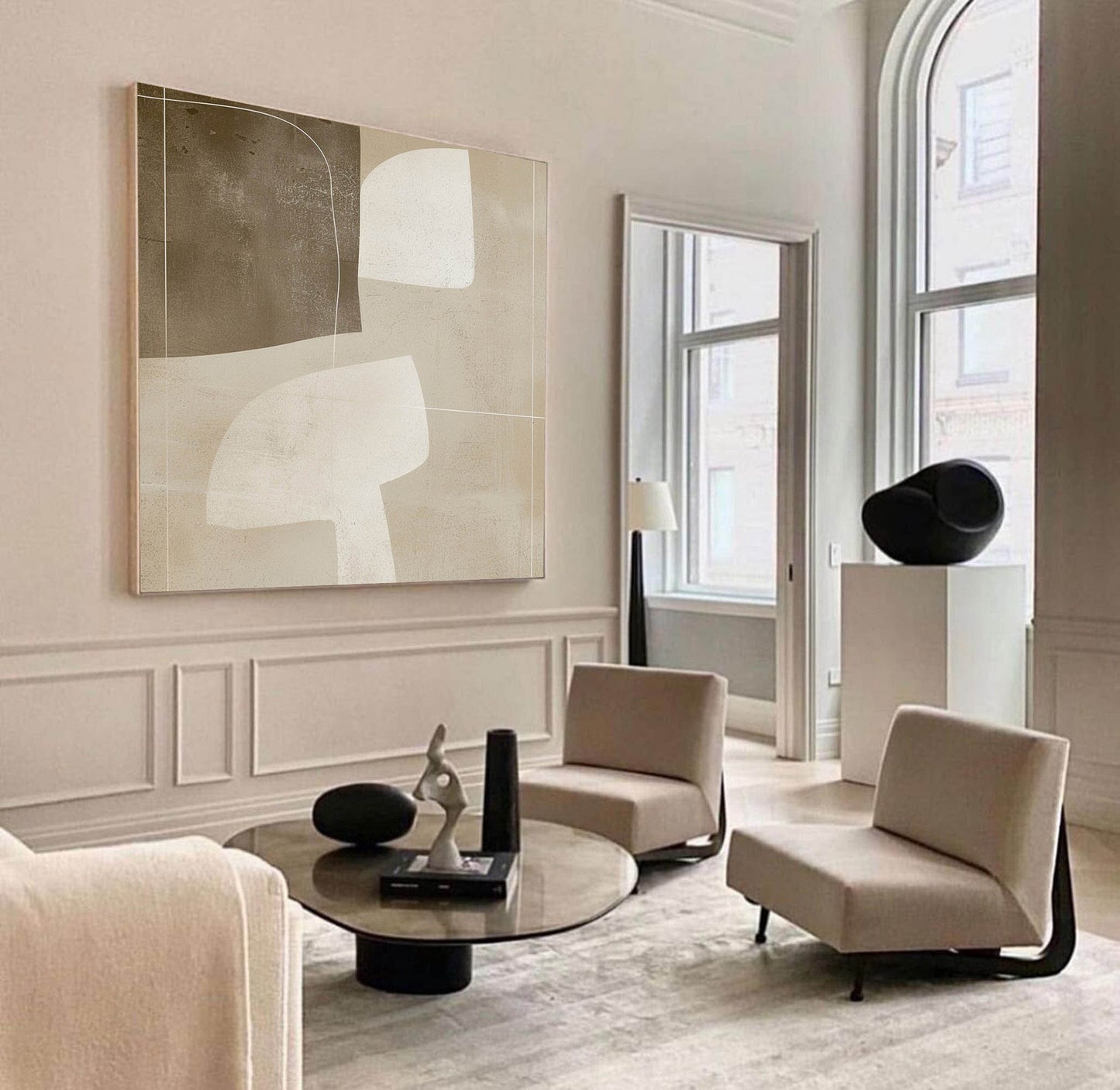Elegant Minimalist Abstract Oil Painting for Modern Home Decor