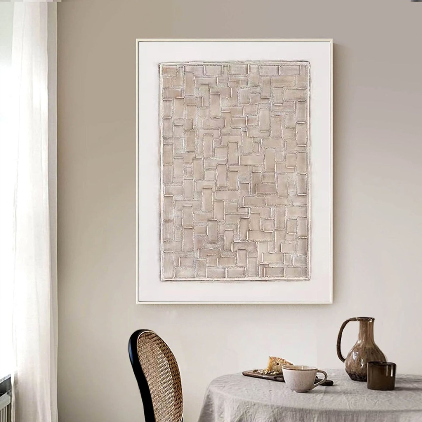 Contemporary Neutral Abstract Oil Painting for Modern Home Decor