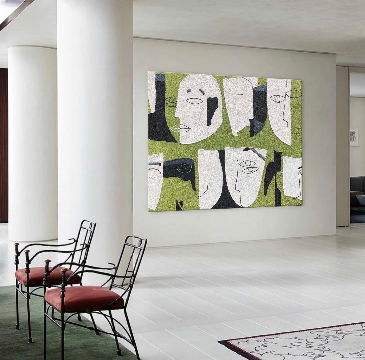 Abstract Minimalist Faces Oil Painting for Modern Home Decor