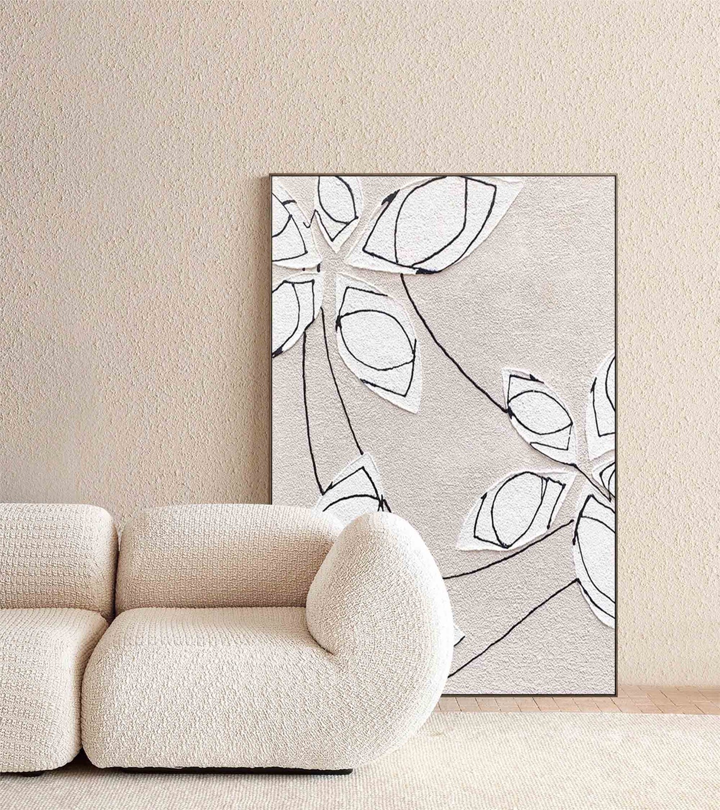 Elegant Minimalist Floral Oil Painting for Modern Home Decor