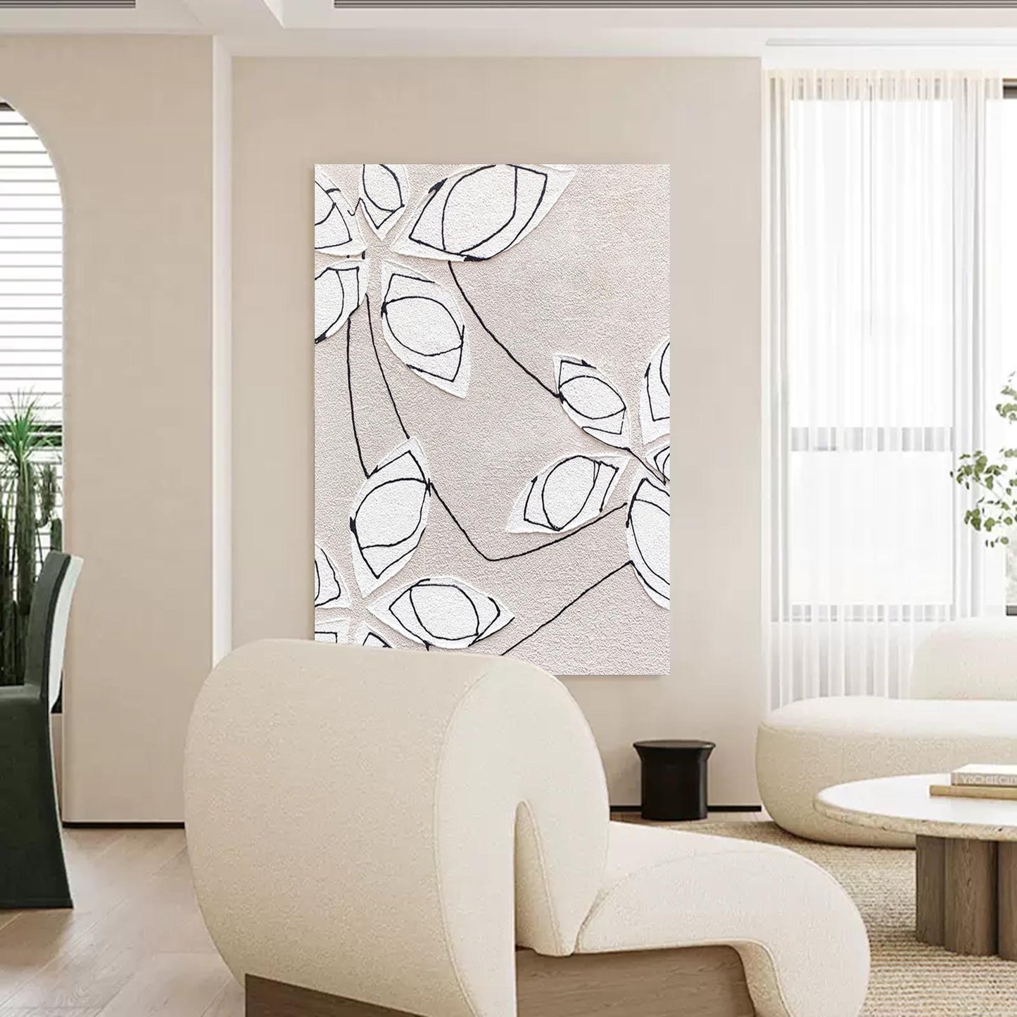 Elegant Minimalist Floral Oil Painting for Modern Home Decor