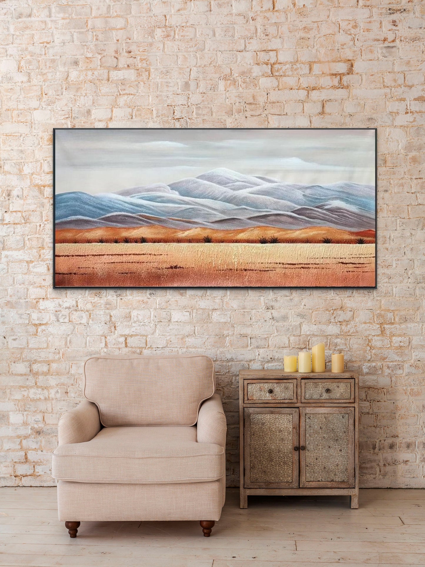 Desert Mountain Snow Capped Mountains Oil Painting 474AF