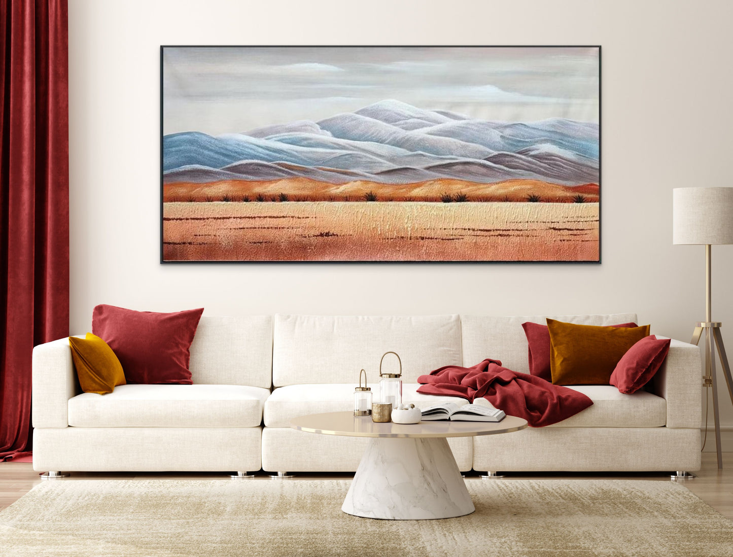 Desert Mountain Snow Capped Mountains Oil Painting 474AF