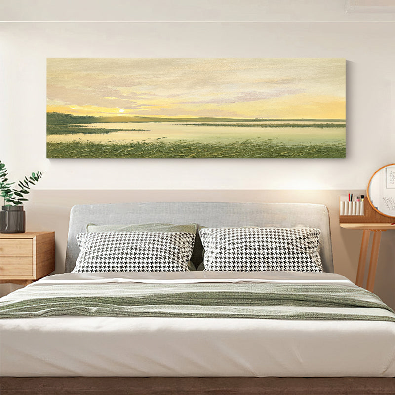 Sunset Fields Mountain European Landscape Oil Painting 111SF