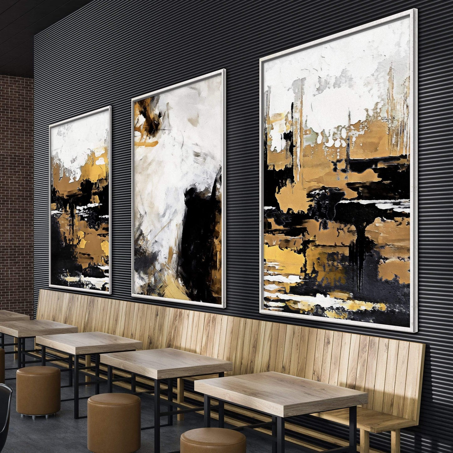 Abstract Gold and Black Oil Painting for Elegant Home Decor