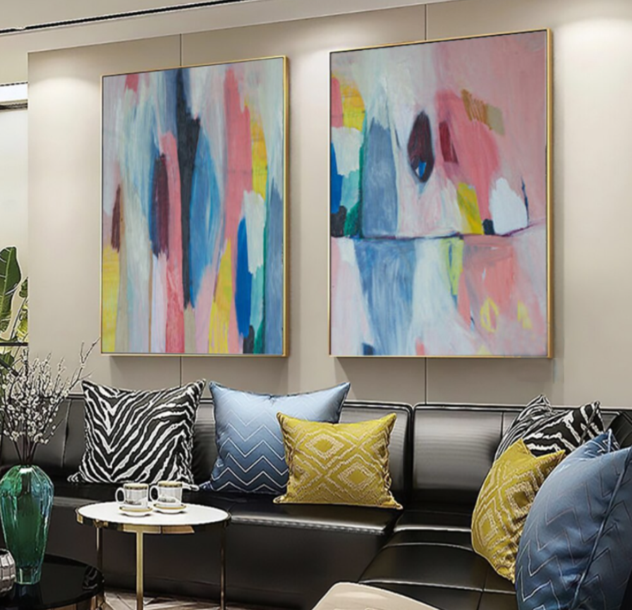 Colorful Abstract Oil Painting for Modern Home Decor and Artistic Inspiration