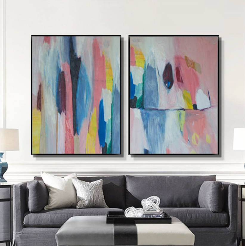 Colorful Abstract Oil Painting for Modern Home Decor and Artistic Inspiration