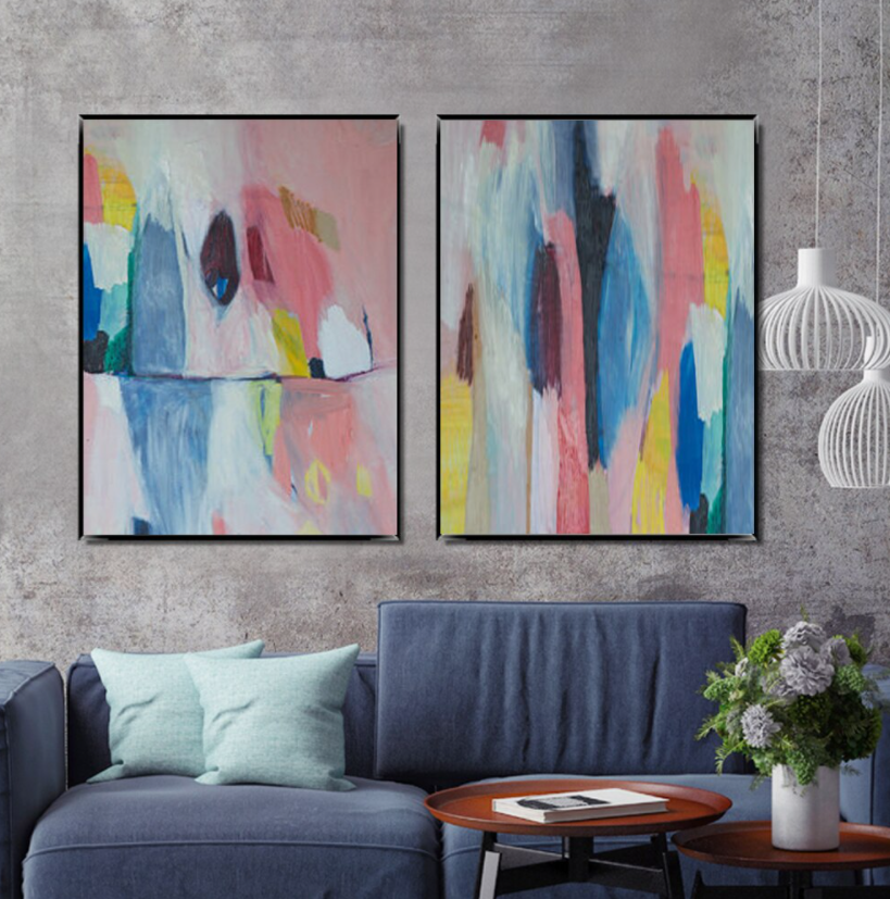 Colorful Abstract Oil Painting for Modern Home Decor and Artistic Inspiration