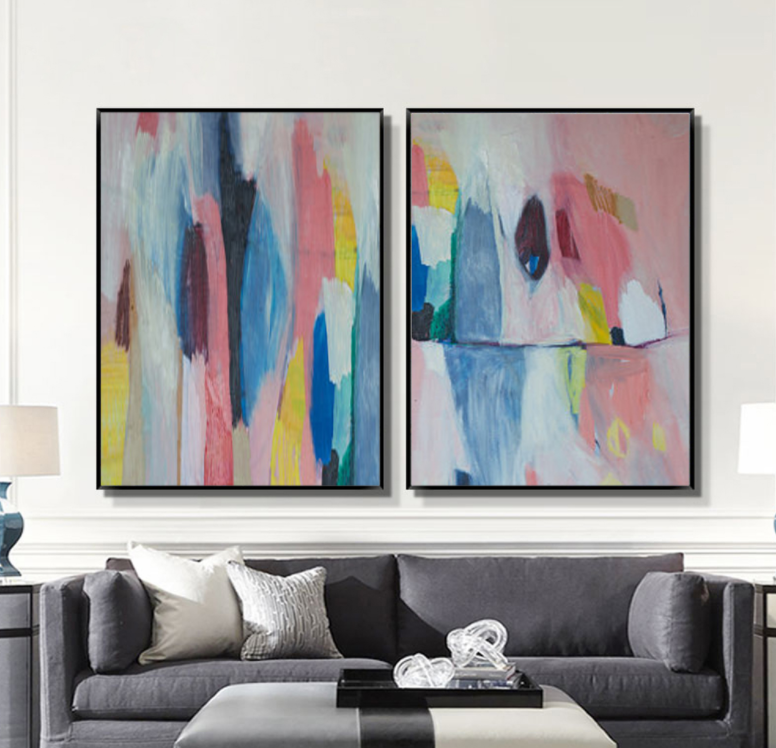 Colorful Abstract Oil Painting for Modern Home Decor and Artistic Inspiration