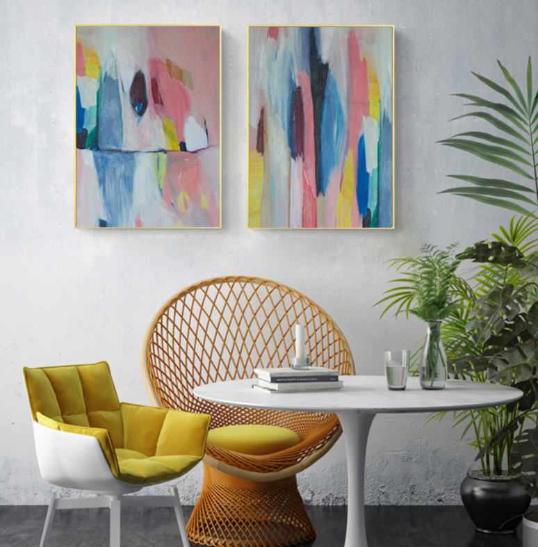 Colorful Abstract Oil Painting for Modern Home Decor and Artistic Inspiration